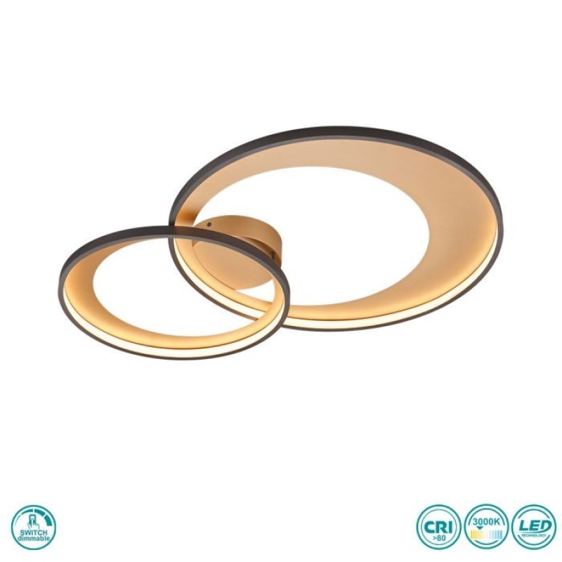 TRIO LIGHTING - Granada Φωτιστικό οροφής LED Μαύρο Χρυσό ΚΩΔ.-673890232
