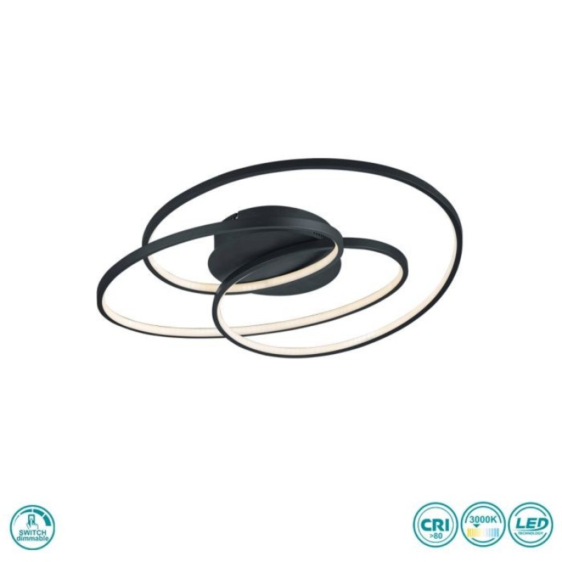 TRIO LIGHTING - Gale Φωτιστικό οροφής LED Μαύρο Ματ ΚΩΔ.-673916032