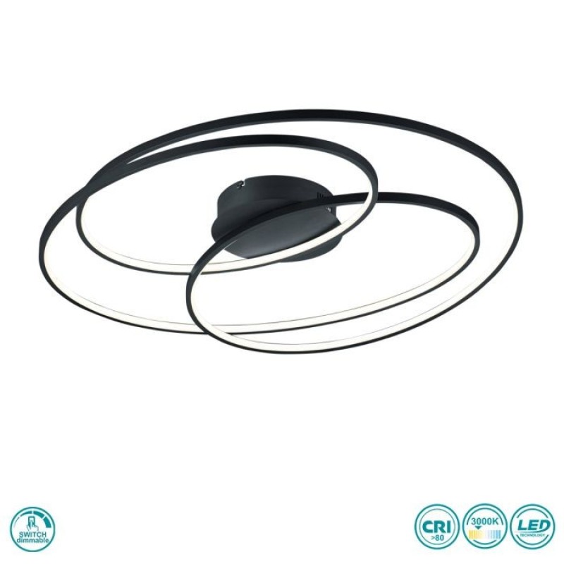 TRIO LIGHTING - Gale Φωτιστικό οροφής LED Μαύρο Ματ ΚΩΔ.-673918032