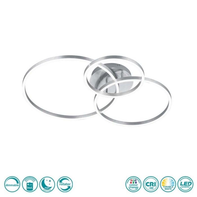 TRIO LIGHTING - Winona Φωτιστικό οροφής LED Νίκελ Ματ ΚΩΔ.-670810607
