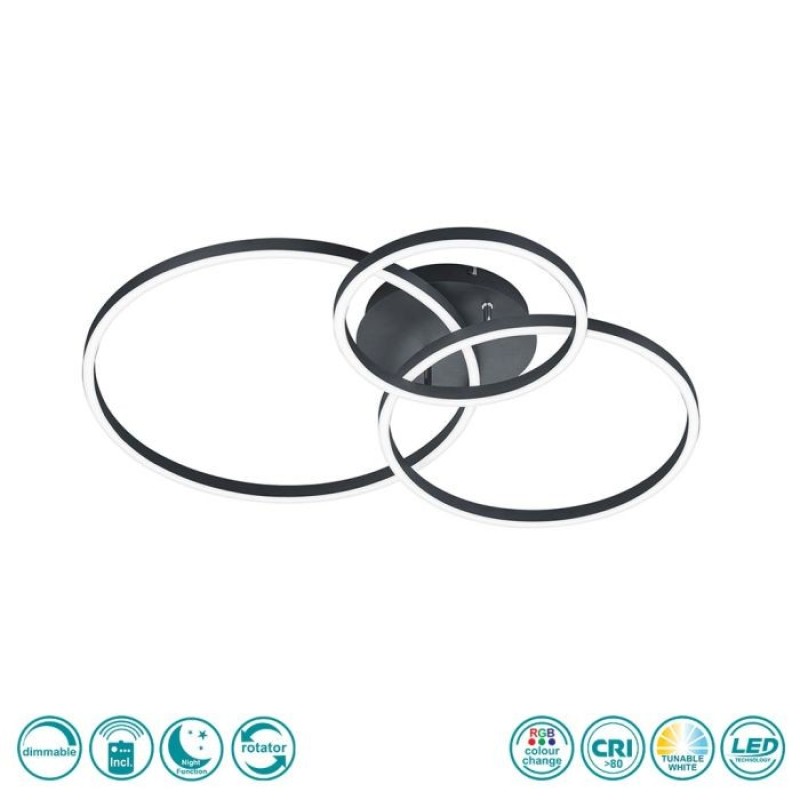 TRIO LIGHTING - Winona Φωτιστικό οροφής LED Μαύρο Ματ ΚΩΔ.-670810632