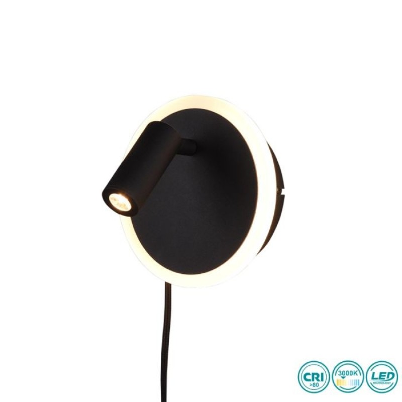 TRIO LIGHTING - Jordan Επιτοίχιο φωτιστικό LED Μαύρο Ματ ΚΩΔ.-229210232