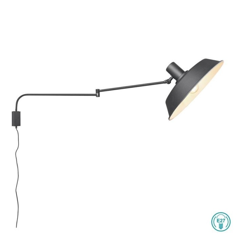TRIO LIGHTING - Bolder Επιτοίχιο φωτιστικό 1xE27 Μαύρο Ματ ΚΩΔ.-200300132