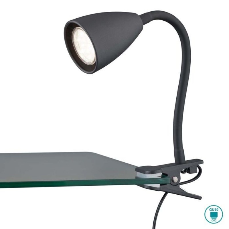 TRIO LIGHTING - Wanda Επιτραπέζιο φωτιστικό με Clip 1x GU10 Μαύρο Ματ ΚΩΔ.-202620132