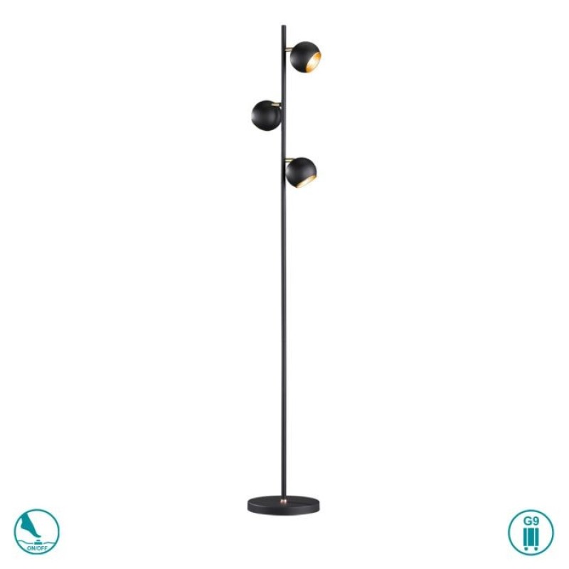TRIO LIGHTING - Dakota Φωτιστικό Δαπέδου 3xG9 Μαύρο Ματ ΚΩΔ.-404600332