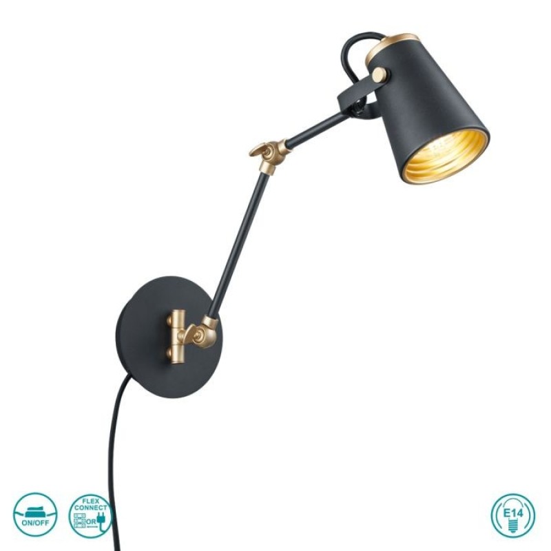 TRIO LIGHTING - Edward Επιτοίχιο φωτιστικό 1xE14 Μαύρο Ματ ΚΩΔ.-208870132