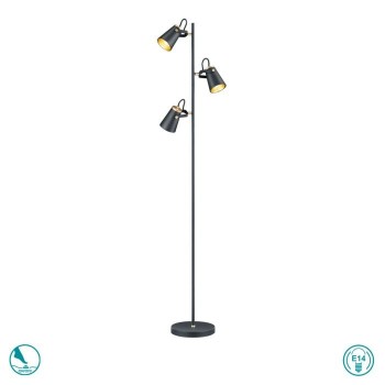 TRIO LIGHTING - Edward Φωτιστικό Δαπέδου 3xE14 Μαύρο Ματ ΚΩΔ.-408800332