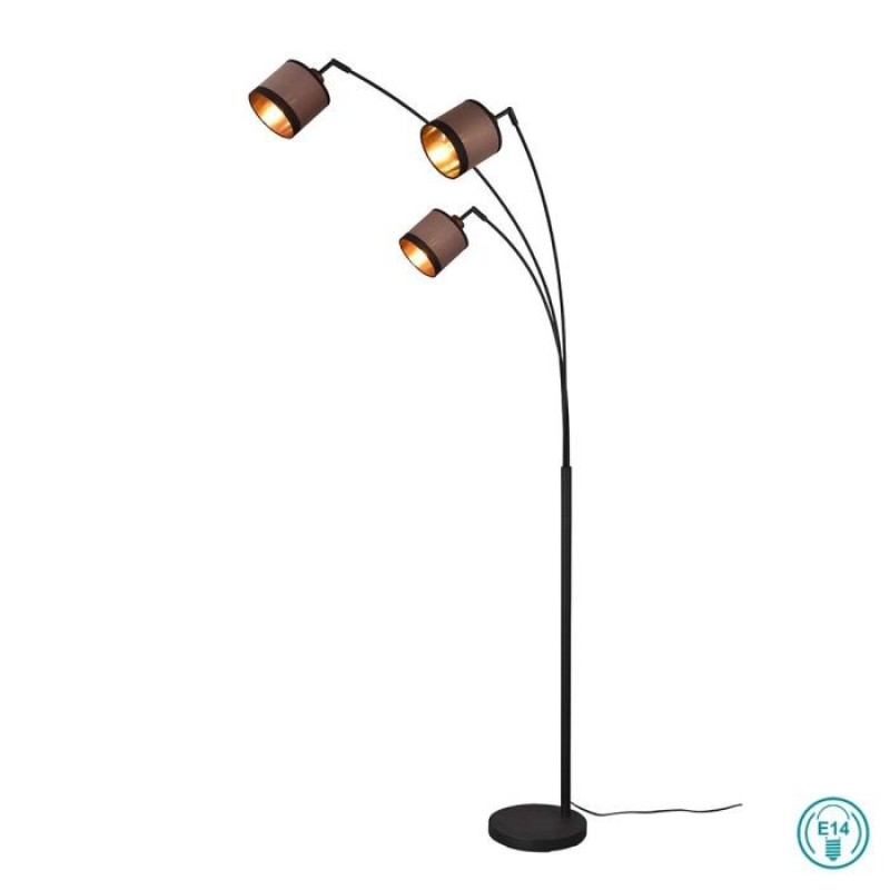 RL Lighting - Davos Φωτιστικό Δαπέδου 3x E14 Μαύρο με Τοπέ καπέλο ΚΩΔ.-R41553041