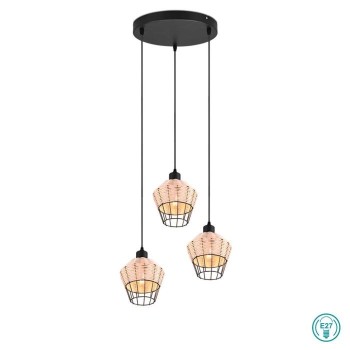 RL Lighting - Borka Φωτιστικό Κρεμαστό 3xE27 Φυσικό Rattan ΚΩΔ.-R31263336