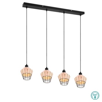 RL Lighting - Borka Φωτιστικό Κρεμαστό 4xE27 Φυσικό Rattan ΚΩΔ.-R31264036