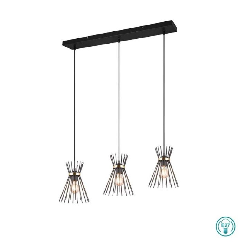 RL Lighting - Rod Φωτιστικό Κρεμαστό Ράγα 3x E27 Μαύρο Ματ ΚΩΔ.-R31533080