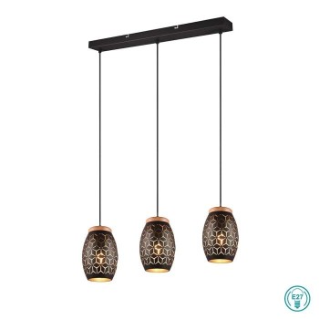 RL Lighting - Bidar Φωτιστικό Κρεμαστό Ράγα 3x E27 Μαύρο με Χρυσό εσωτερικά ΚΩΔ.-R31573080