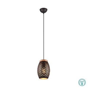 RL Lighting - Bidar Φωτιστικό Κρεμαστό 1x E27 Μαύρο με Χρυσό εσωτερικά ΚΩΔ.-R31571080