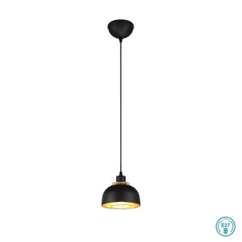 RL Lighting - Punch Φωτιστικό Κρεμαστό 1xE27 Μαύρο Ματ - Χρυσό ΚΩΔ.-R30811032