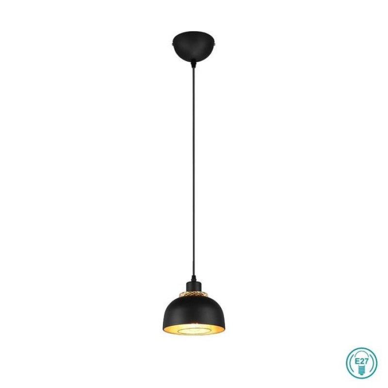 RL Lighting - Punch Φωτιστικό Κρεμαστό 1xE27 Μαύρο Ματ - Χρυσό ΚΩΔ.-R30811032