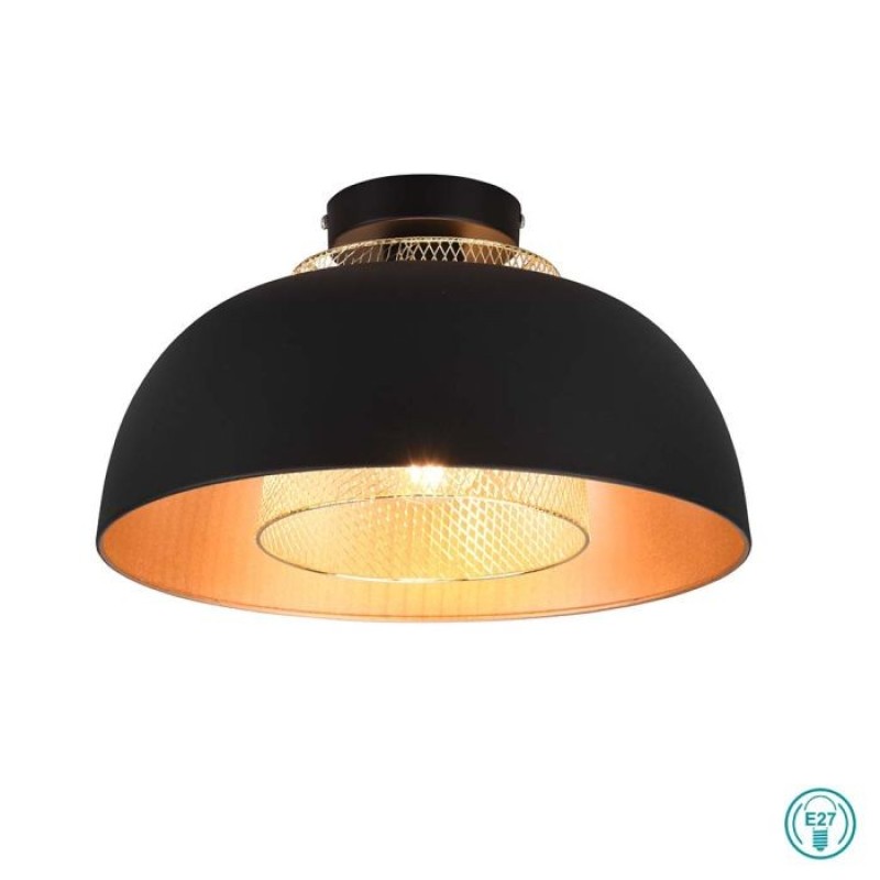 RL Lighting - Punch Φωτιστικό Οροφής 1xE27 Μαύρο Ματ - Χρυσό ΚΩΔ.-R60811032