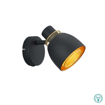 RL Lighting - Punch Επιτοίχιο φωτιστικό 1xE14 Μαύρο Ματ - Χρυσό ΚΩΔ.-R80811032