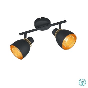 RL Lighting - Punch Φωτιστικό Οροφής Σποτ 2xE14 Μαύρο Ματ - Χρυσό ΚΩΔ.-R80812032