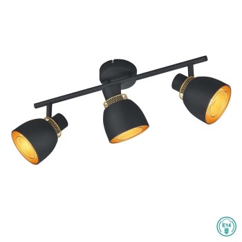 RL Lighting - Punch Φωτιστικό Οροφής Σποτ 3xE14 Μαύρο Ματ - Χρυσό ΚΩΔ.-R80813032