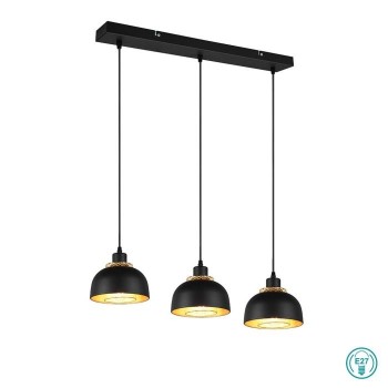 RL Lighting - Punch Φωτιστικό Κρεμαστό 3xE14 Μαύρο Ματ - Χρυσό ΚΩΔ.-R30813032