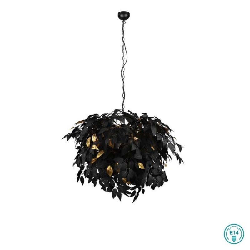 RL Lighting - Leavy Φωτιστικό Κρεμαστό 4xE14 Μαύρο-Χρυσό ΚΩΔ.-R10464032