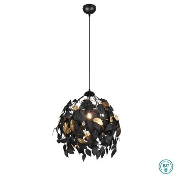 RL Lighting - Leavy Φωτιστικό Κρεμαστό 1xE27 Μαύρο-Χρυσό ΚΩΔ.-R10461932