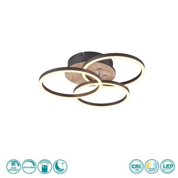 RL Lighting - Circle Φωτιστικό Οροφής LED Μαύρο Ματ και Ξύλο MDF ΚΩΔ.-R62823135