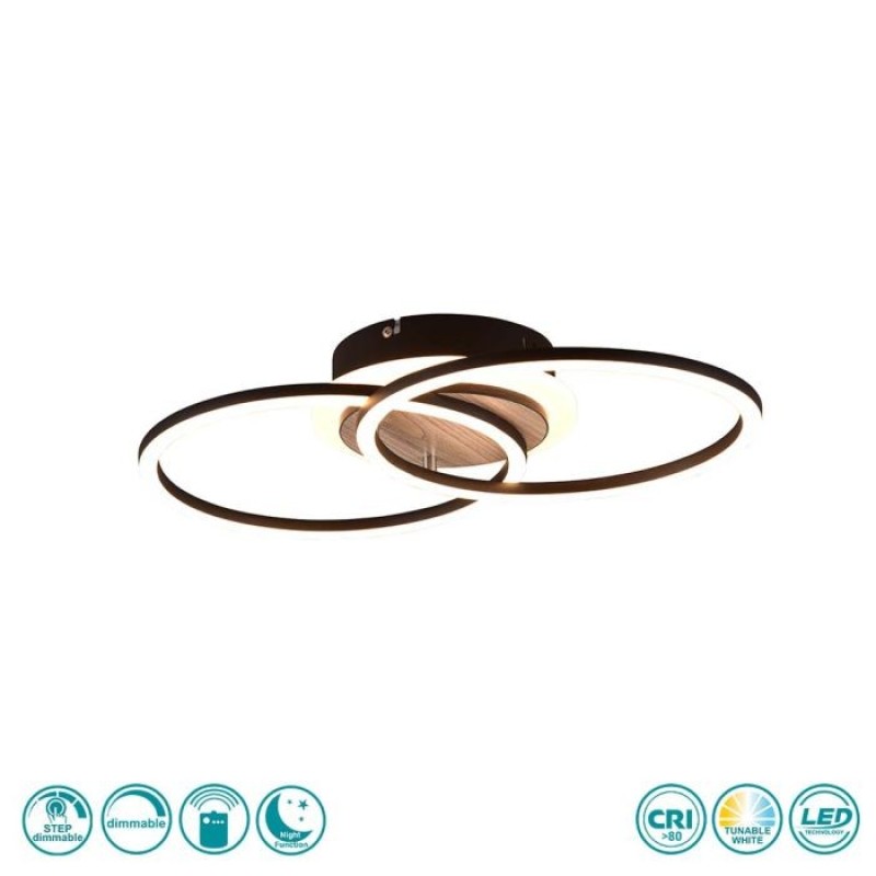 RL Lighting - Giro Φωτιστικό Οροφής LED Μαύρο Ματ και Ξύλο MDF ΚΩΔ.-R62783635