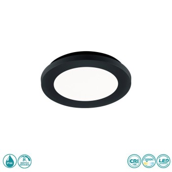RL Lighting - Camillus Φωτιστικό Οροφής Στεγανό LED Μαύρο Ματ (3000K) ΚΩΔ.-R62921032