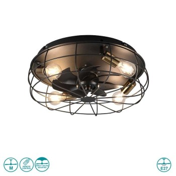 RL Lighting - Trondheim Ανεμιστήρας Οροφής 4xE27 Μαύρο Ματ ΚΩΔ.-R61095032