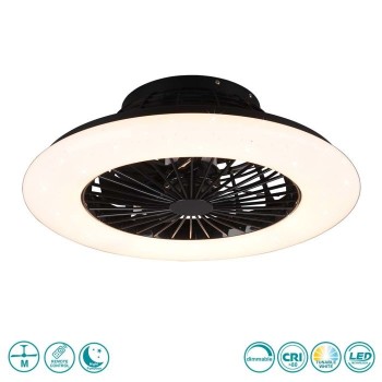RL Lighting - Ανεμιστήρας Οροφής Stralsund LED 3000 - 6500K Μαύρο Ματ ΚΩΔ.-R62522132