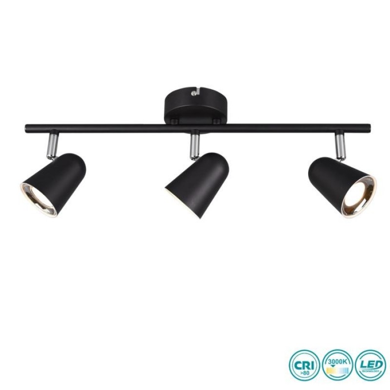 RL Lighting - Toulouse Φωτιστικό οροφής Σποτ LED 3000K Μαύρο ΚΩΔ.-R82123132