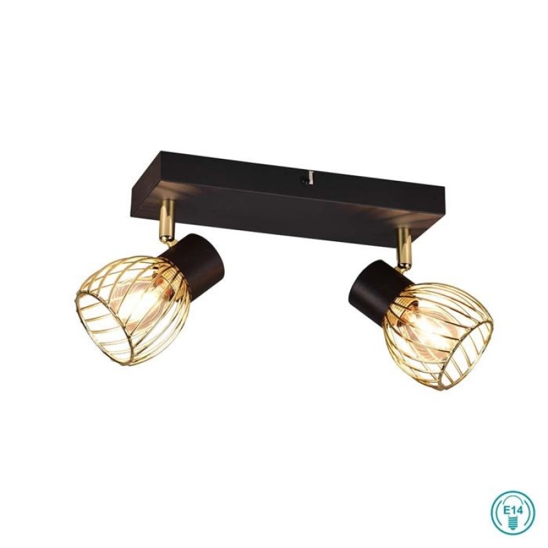 RL Lighting - Ardon Φωτιστικό Οροφής Σποτ 2xE14 Μαύρο με Χρυσό ΚΩΔ.-R81382080