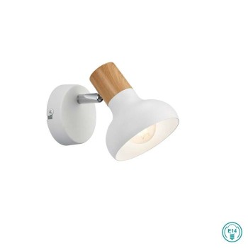 RL Lighting - Latika Επιτοίχιο Φωτιστικό Σποτ 1x E14 Λευκό με Φυσικό Ξύλο ΚΩΔ.-R81521031