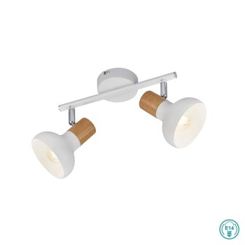 RL Lighting - Latika Φωτιστικό Οροφής Σποτ 2x E14 Λευκό με Ξύλο ΚΩΔ.-R81522031