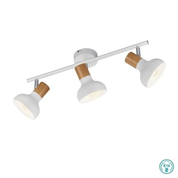 RL Lighting - Latika Φωτιστικό Οροφής Σποτ 3x E14 Λευκό με Ξύλο ΚΩΔ.-R81523031