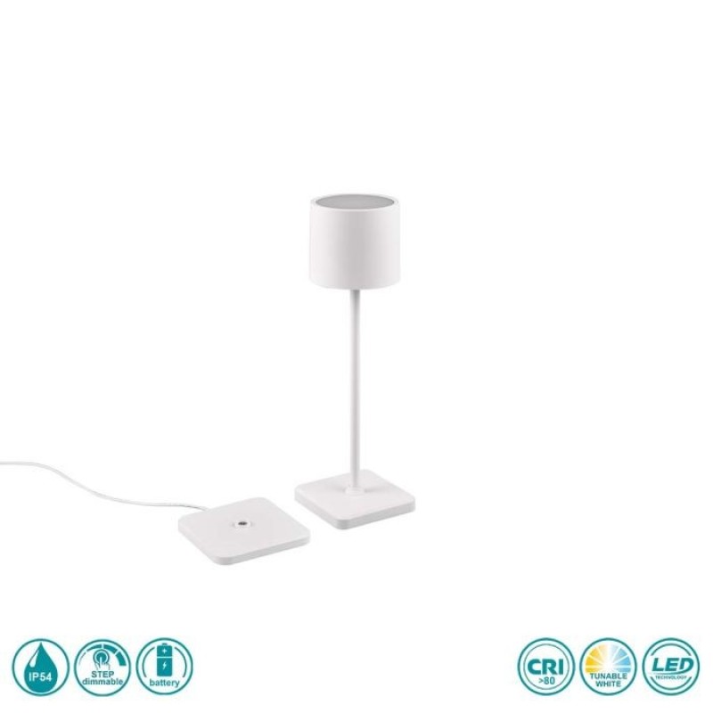 RL Lighting - Fernandez Φωτιστικό Επιτραπέζιο Στεγανό Επαναφορτιζόμενο LED Λευκό Ματ ΚΩΔ.-R54096131