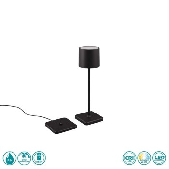 RL Lighting - Fernandez Φωτιστικό Επιτραπέζιο Στεγανό Επαναφορτιζόμενο LED Μαύρο Ματ ΚΩΔ.-R54096132