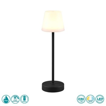 RL Lighting - Martinez Φωτιστικό Επιτραπέζιο Στεγανό Επαναφορτιζόμενο LED Μαύρο Ματ ΚΩΔ.-R54086132