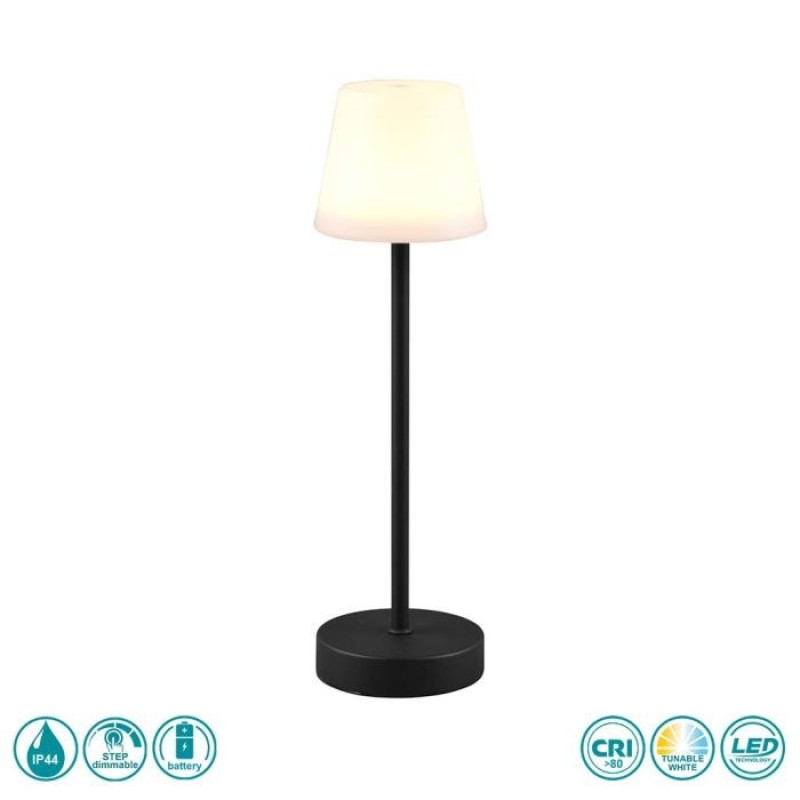RL Lighting - Martinez Φωτιστικό Επιτραπέζιο Στεγανό Επαναφορτιζόμενο LED Μαύρο Ματ ΚΩΔ.-R54086132