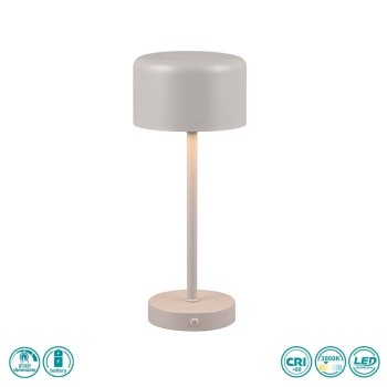 RL Lighting - Jeff Φωτιστικό Επιτραπέζιο Επαναφορτιζόμενο LED 3000K Γκρι ΚΩΔ.-R59151177