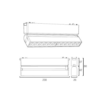 Sunlight - Orient-12GR-SM Σπαστό Γραμμικό Φωτιστικό Μαγνητικής Ράγας 48V σε Λευκό Χρώμα